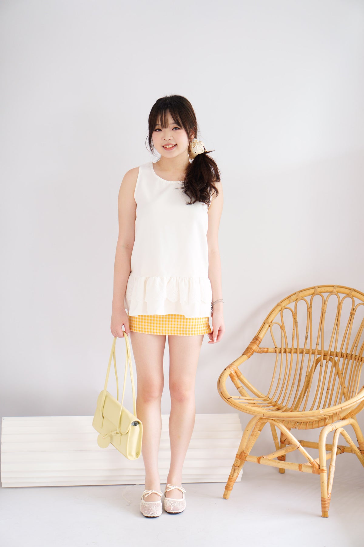 Swella Gingham Mini Skirt in Yellow