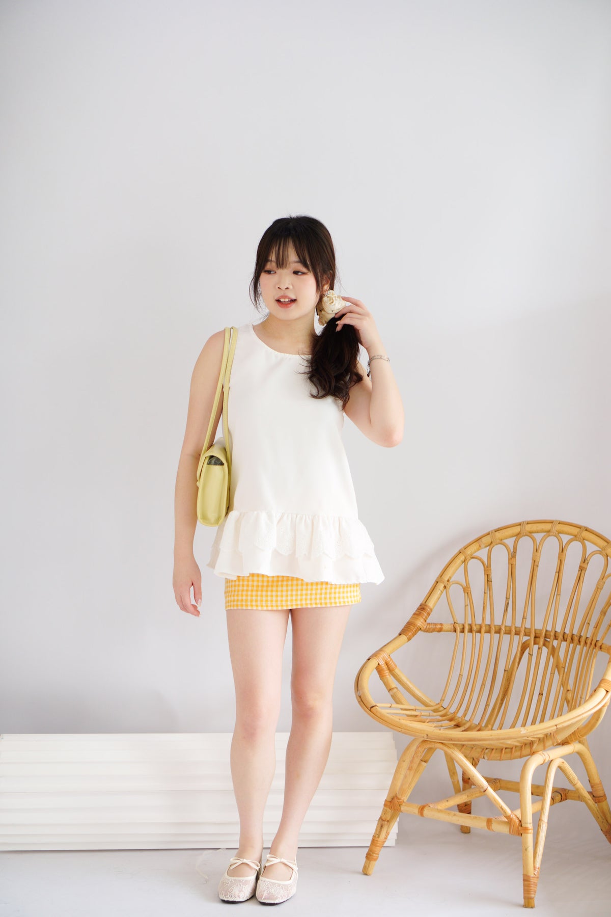 Swella Gingham Mini Skirt in Yellow