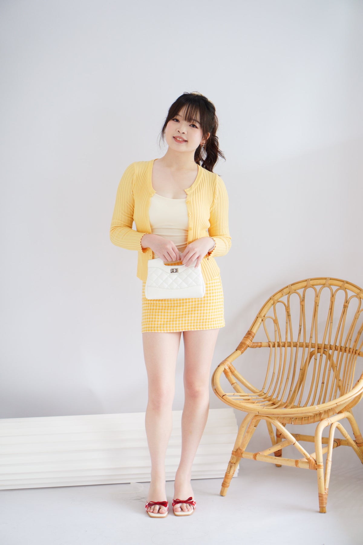 Swella Gingham Mini Skirt in Yellow