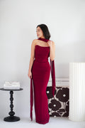 Roselune Corset 2 Piece Skirt Set with Sash in Red