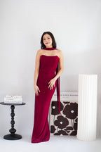 Roselune Corset 2 Piece Skirt Set with Sash in Red