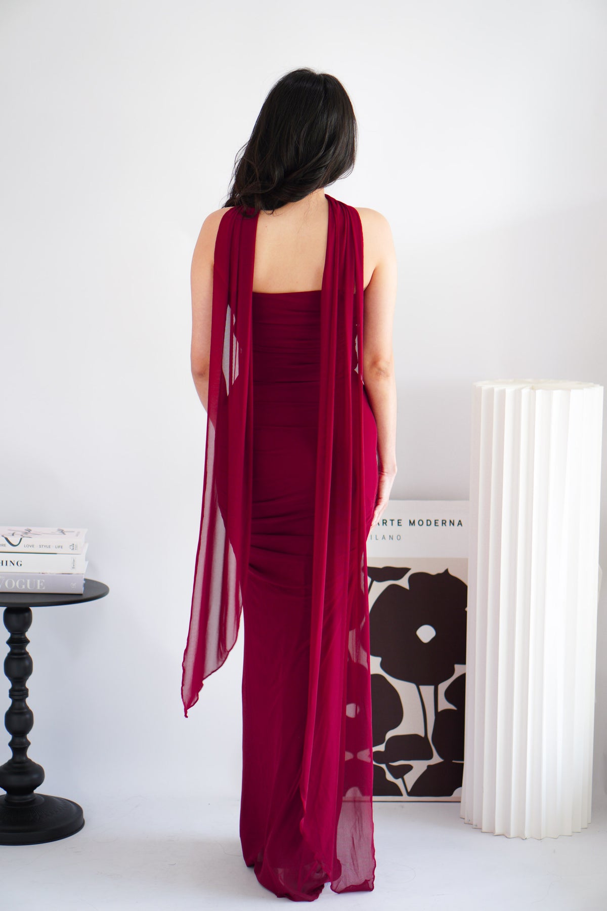 Roselune Corset 2 Piece Skirt Set with Sash in Red