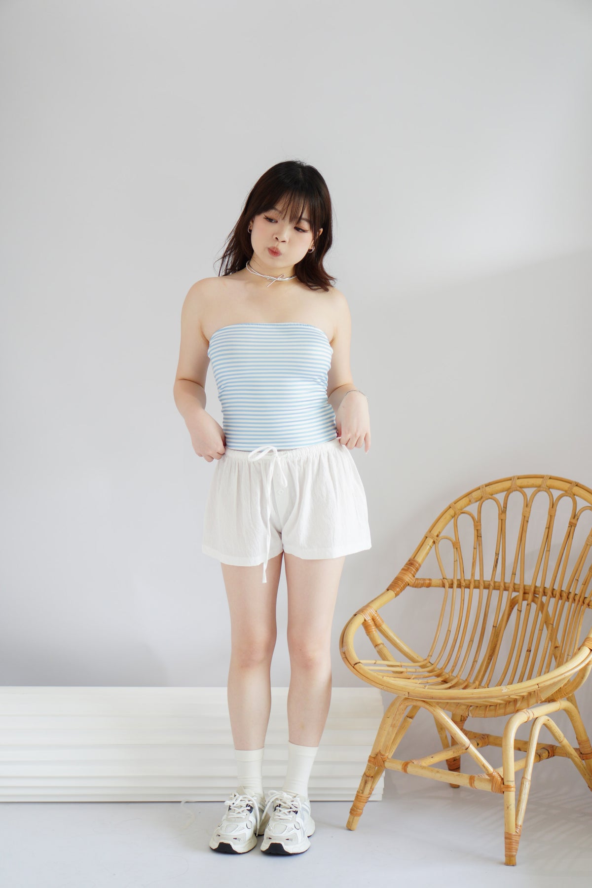 (BACKORDER) Bonbon Drawstring Lounge Shorts in White