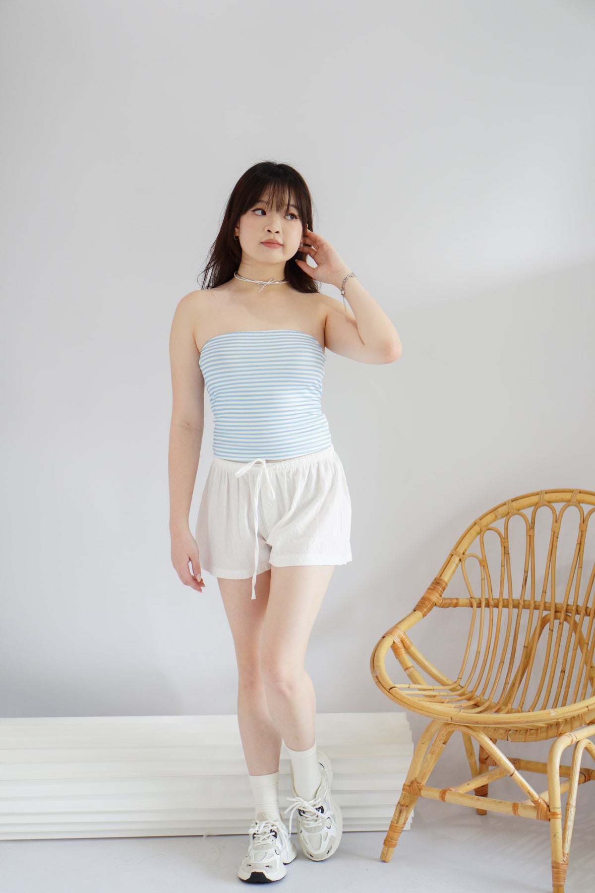 (BACKORDER) Bonbon Drawstring Lounge Shorts in White