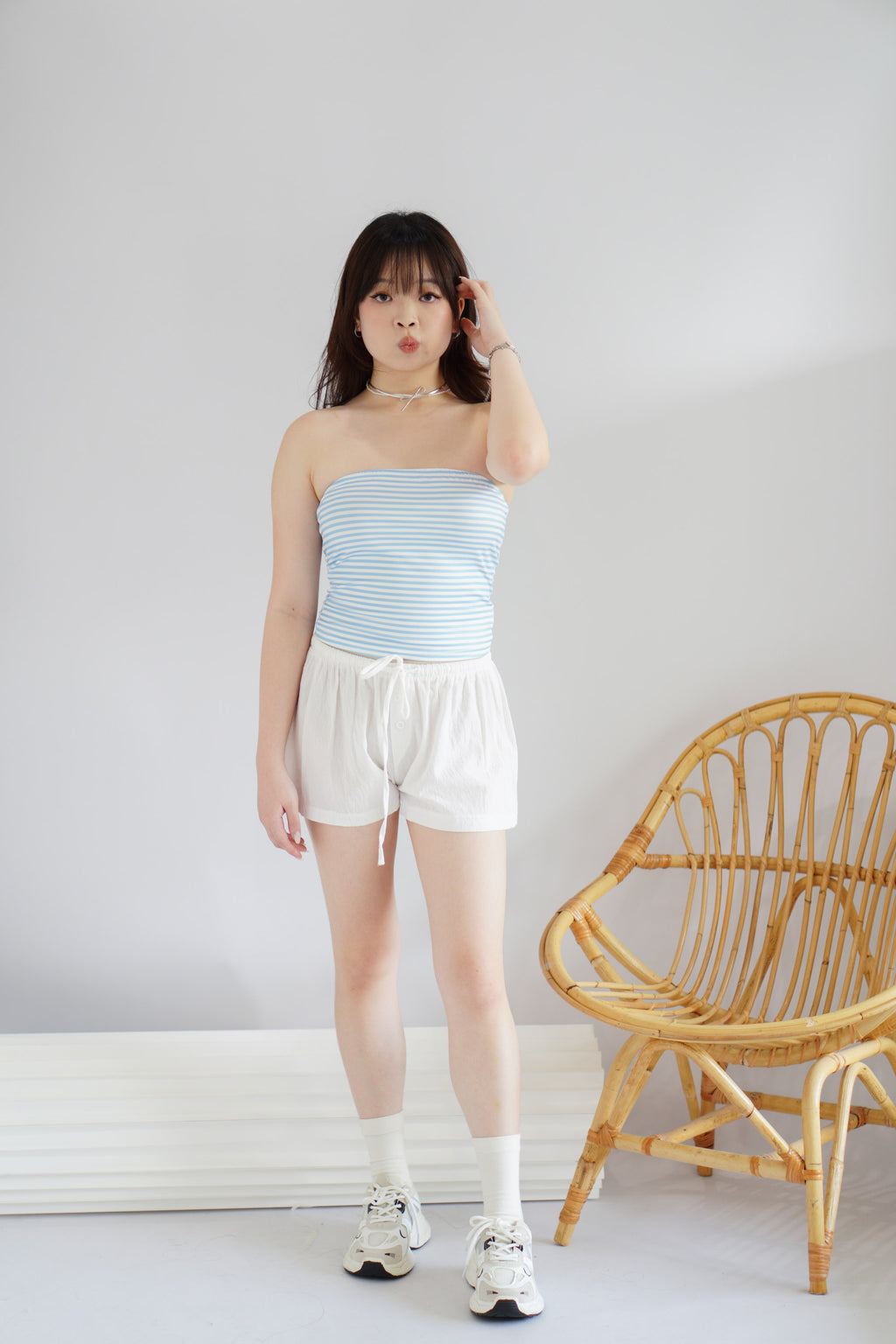 (BACKORDER) Bonbon Drawstring Lounge Shorts in White