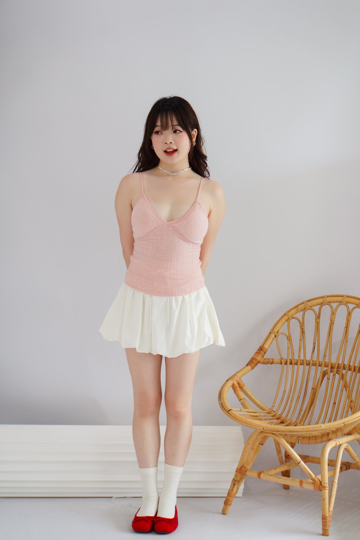 Lolly Padded Deep V Camisole Top in Pink
