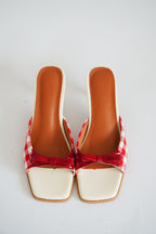 Cheeki Gingham Slip On Heels in Red