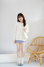 Berrina Long Sleeve Layered Ruffles Top in White