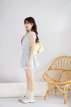 (BACKORDER) Zaza Mini Stripes Dress in Blue with Red Ribbon