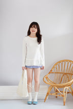 Berrina Long Sleeve Layered Ruffles Top in White