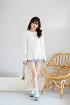 Berrina Long Sleeve Layered Ruffles Top in White
