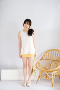 Hebe Round Neck Sleeveless Layered Top in White