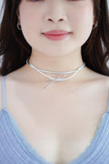 Ribbon Pearl Choker in Silver