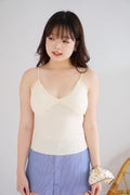 Lolly Padded Deep V Camisole Top in Beige