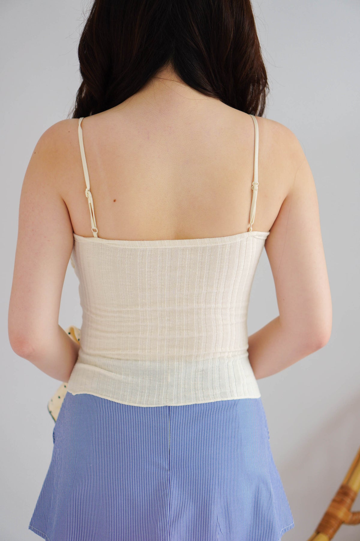 Lolly Padded Deep V Camisole Top in Beige