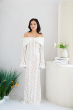 (Premium) Thaleessa Lace Off Shoulder Maxi Dress in White