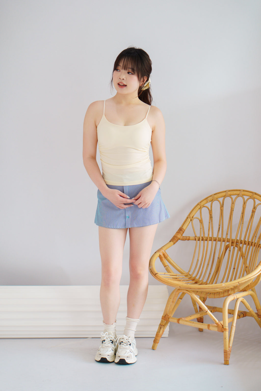 Moki Basic Padded Camisole Top in Cream