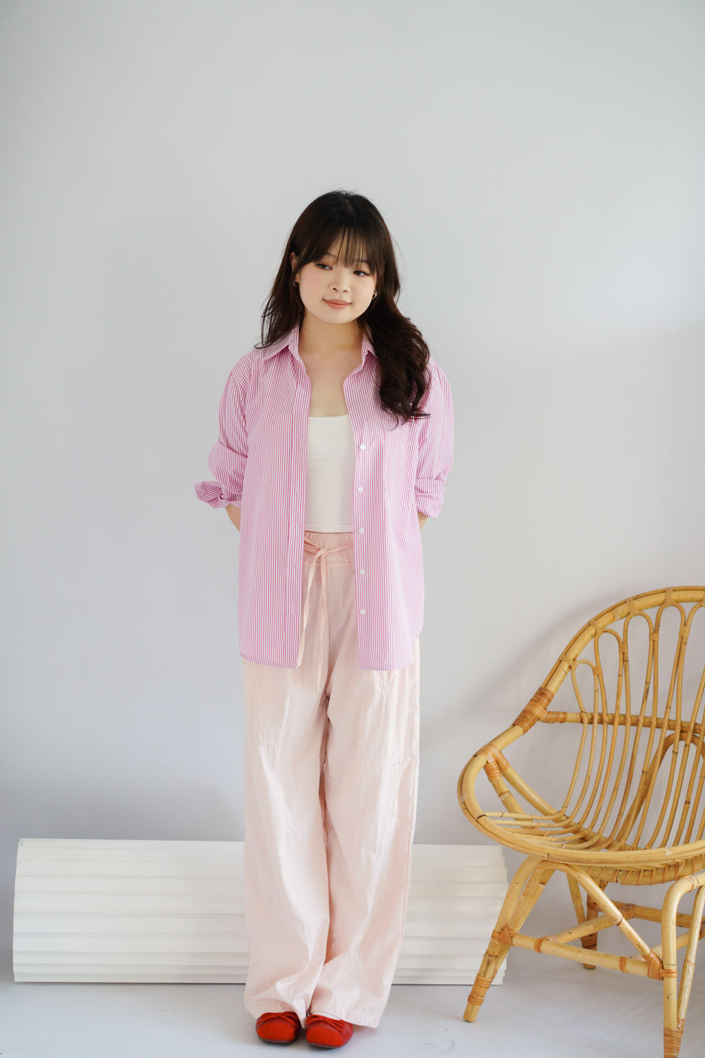 Twibelle Ribbon Drawstring Pants in Light Pink