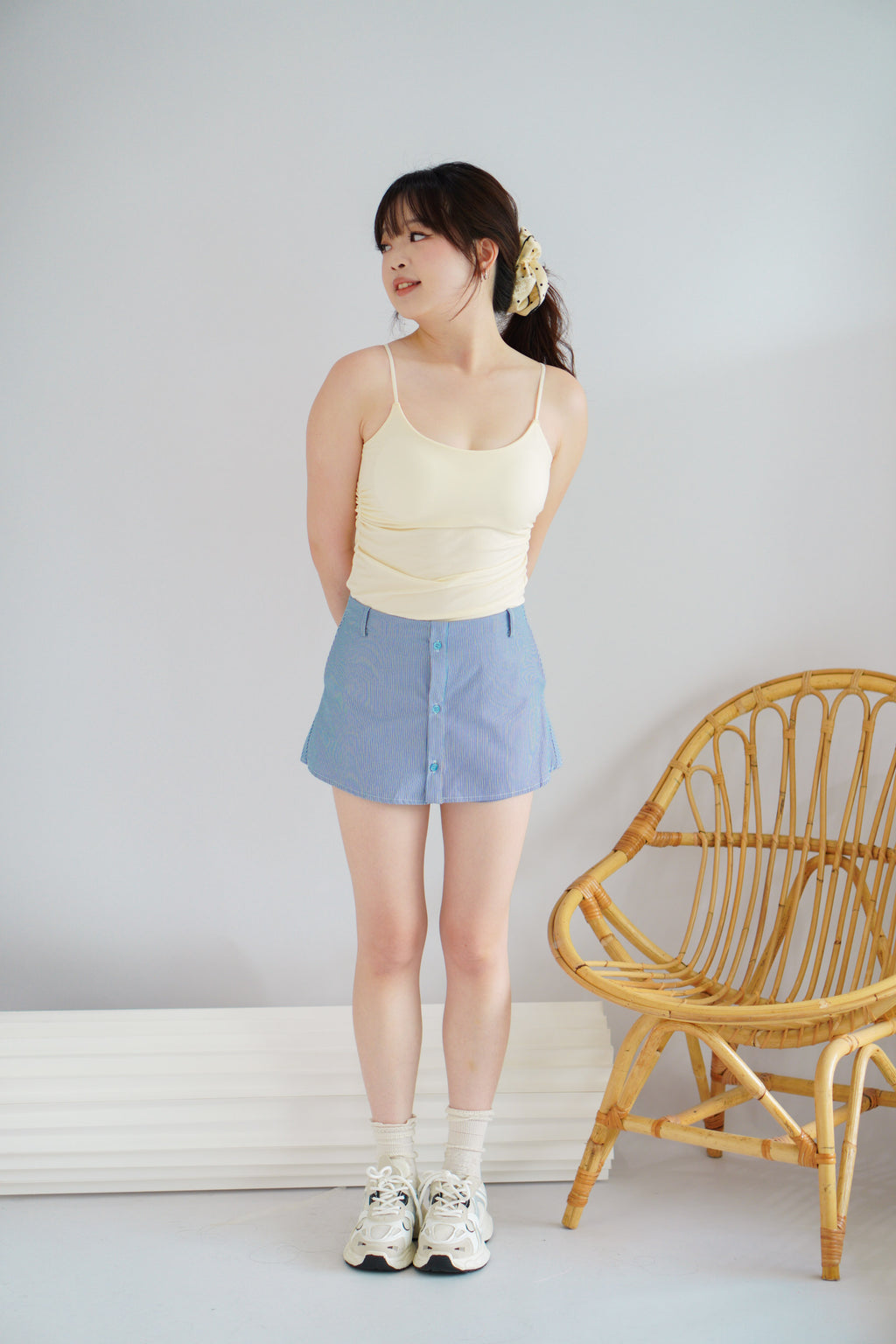 Moki Basic Padded Camisole Top in Cream