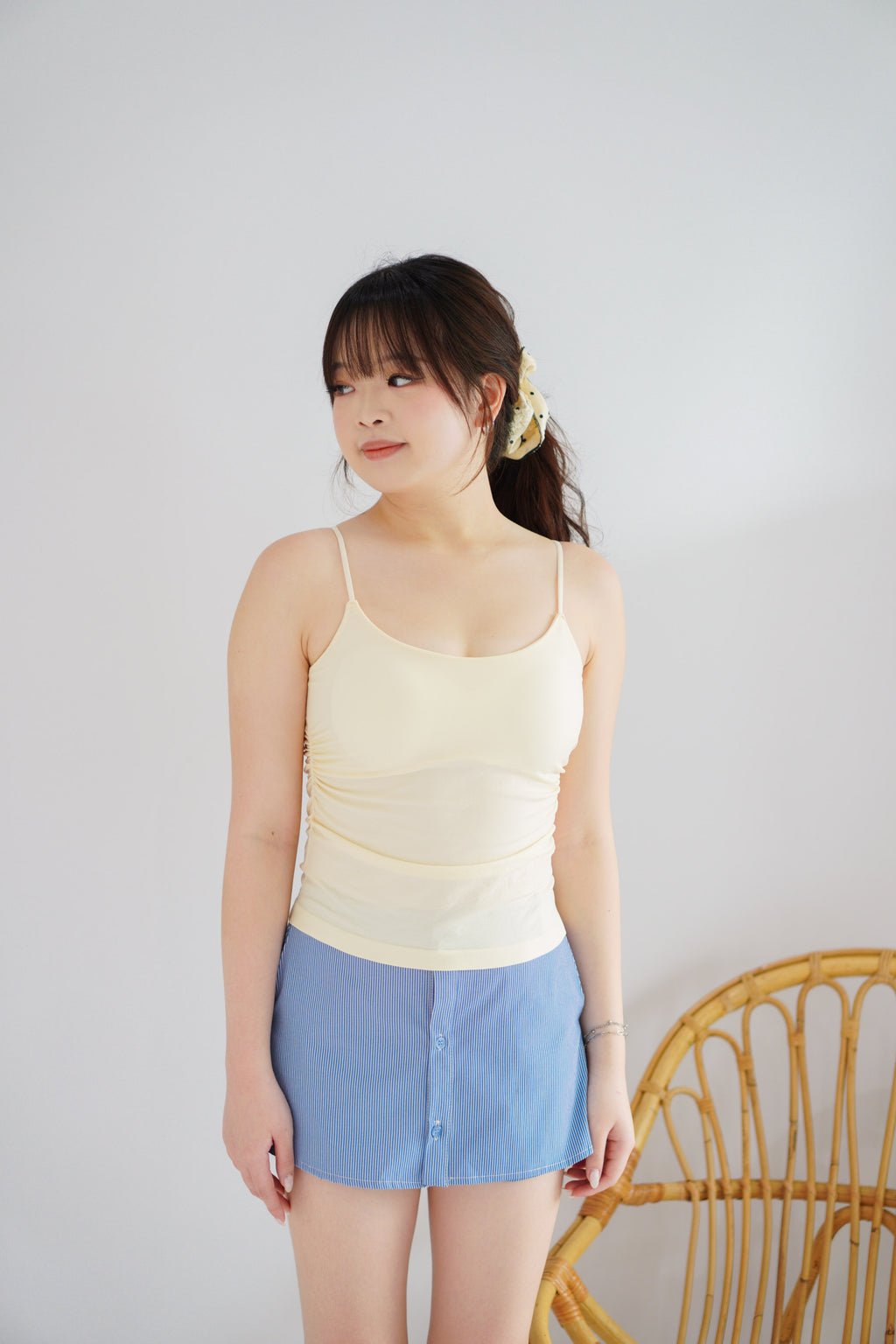 Moki Basic Padded Camisole Top in Cream