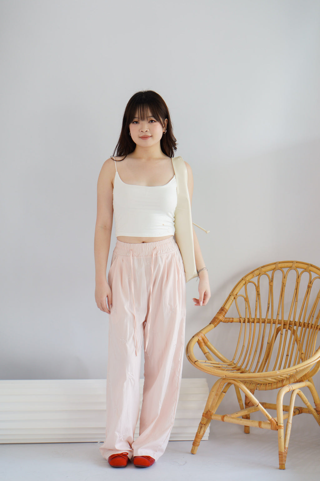 Twibelle Ribbon Drawstring Pants in Light Pink
