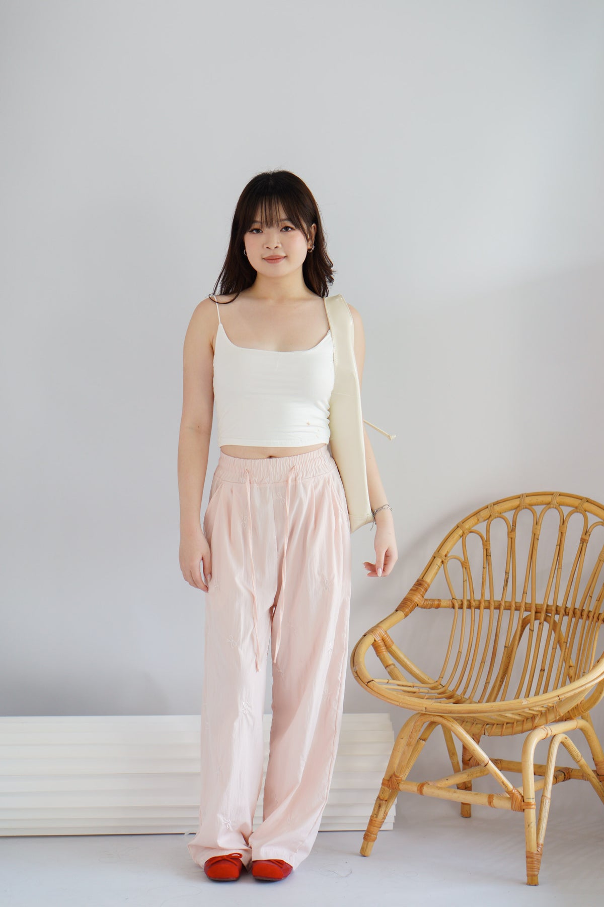Twibelle Ribbon Drawstring Pants in Light Pink