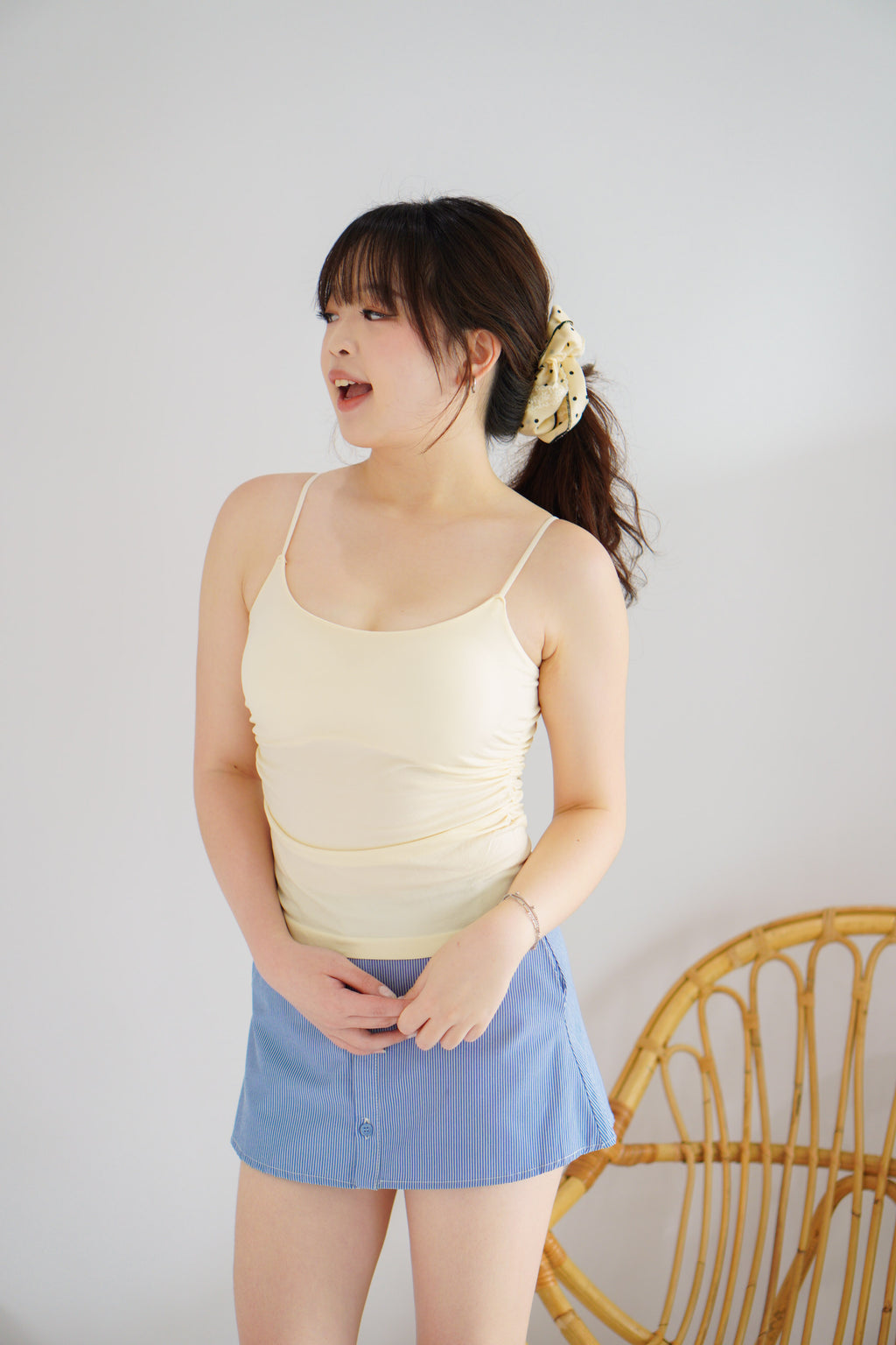 Moki Basic Padded Camisole Top in Cream