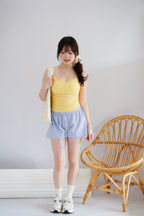 (BACKORDER) Bonbon Drawstring Lounge Shorts in Blue Stripes