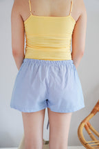 (BACKORDER) Bonbon Drawstring Lounge Shorts in Blue Stripes