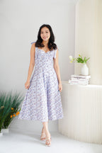 Dovelle Floral Maxi A-Line Dress in Purple