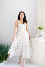 Vesira Halter Neck Floral Maxi A-Line Dress in White