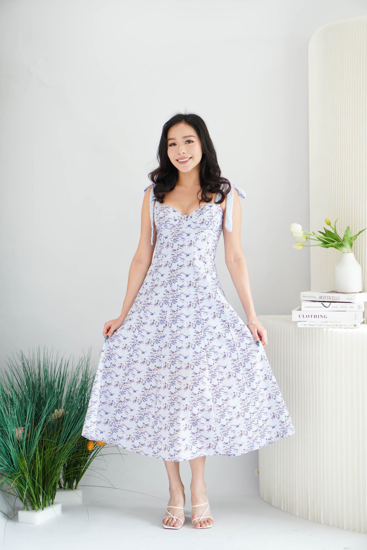 Dovelle Floral Maxi A-Line Dress in Purple