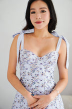 Dovelle Floral Maxi A-Line Dress in Purple
