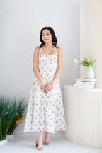 Vesira Halter Neck Floral Maxi A-Line Dress in White