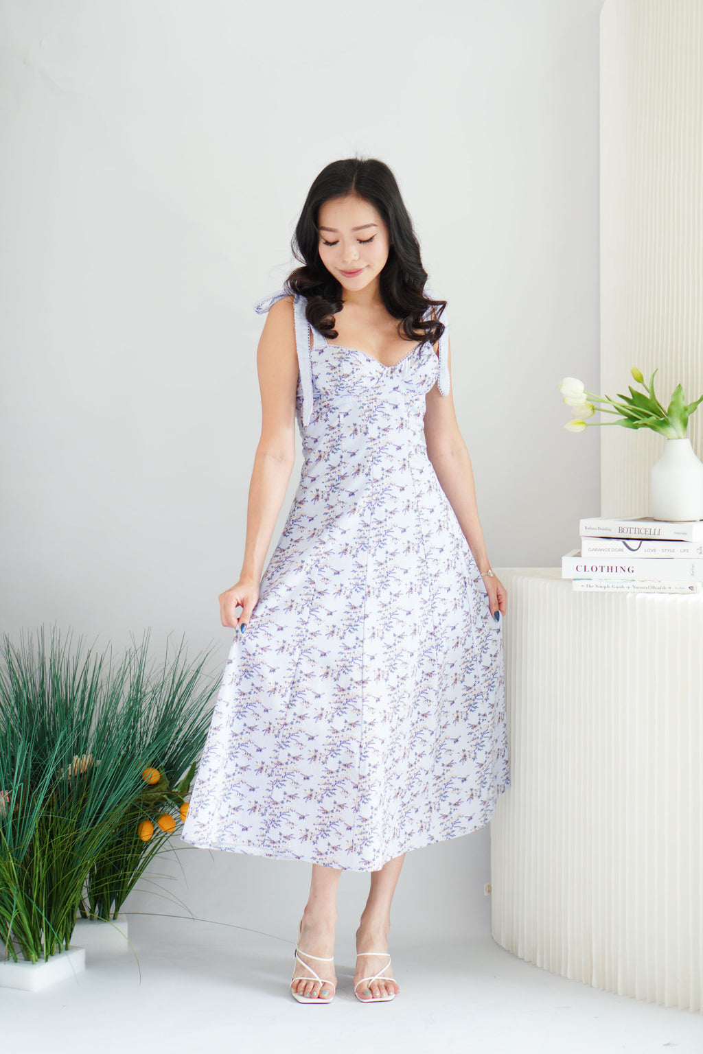 Dovelle Floral Maxi A-Line Dress in Purple