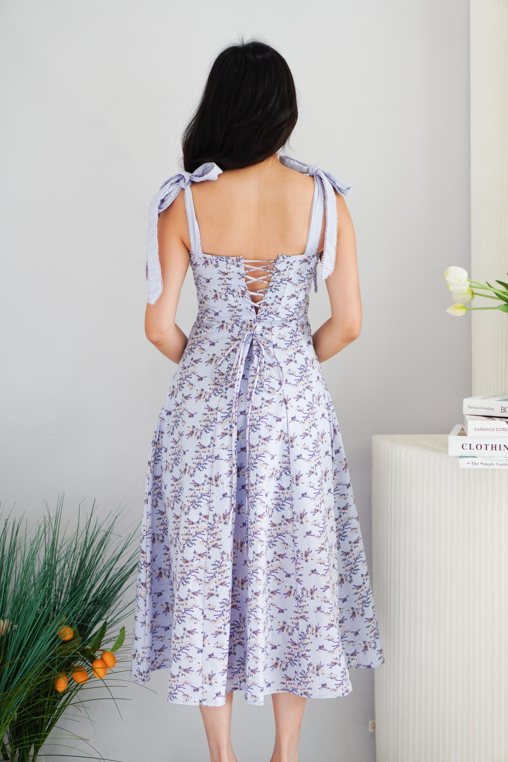 Dovelle Floral Maxi A-Line Dress in Purple