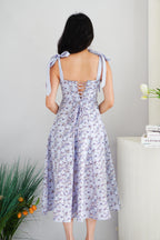Dovelle Floral Maxi A-Line Dress in Purple