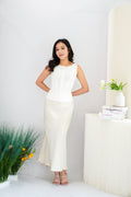 Rynki Button Down Boat Neck Top in White