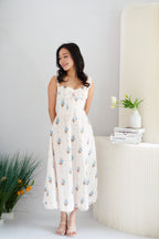 Noevia Floral Lace Maxi A-Line Dress in Cream