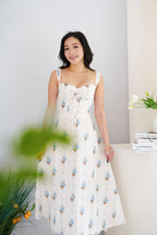 Noevia Floral Lace Maxi A-Line Dress in Cream