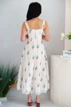 Noevia Floral Lace Maxi A-Line Dress in Cream