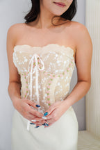 Orielle Floral Tube Corset Top in Beige
