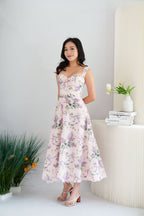 Lisette Floral Lace Maxi A-Line Dress in Pink