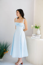 Chantelle Corset Maxi A-Line Dress in Light Blue