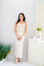 Orielle Floral Tube Corset Top in Beige