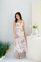 Lisette Floral Lace Maxi A-Line Dress in Pink