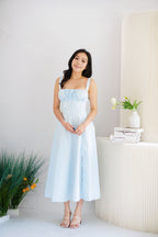 Chantelle Corset Maxi A-Line Dress in Light Blue