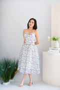 Miralyn Padded Corset Floral Midi Dress in Blue