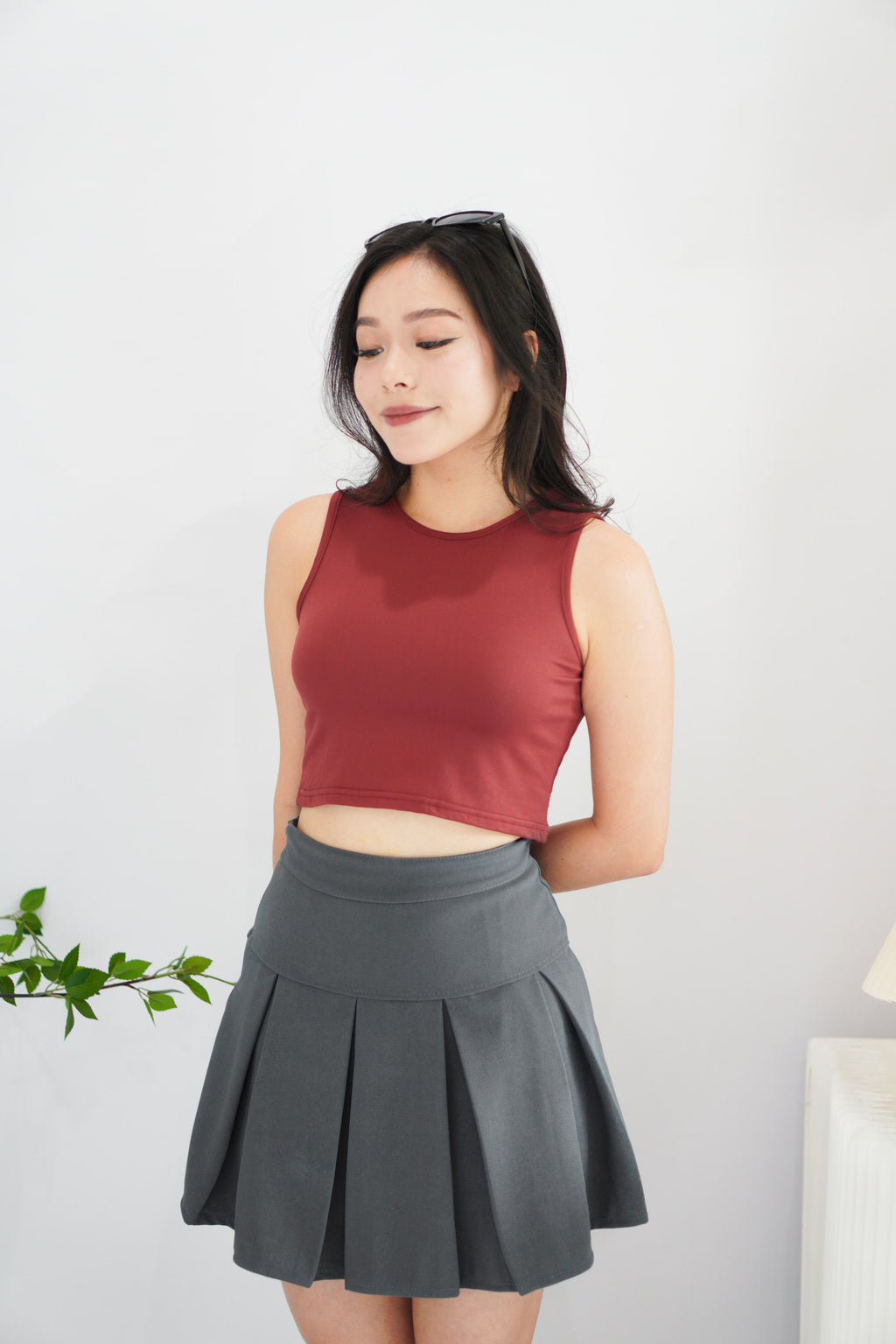 Amy Layered Pleated Skirt in Grey