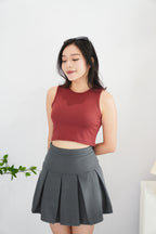 Amy Layered Pleated Skirt in Grey